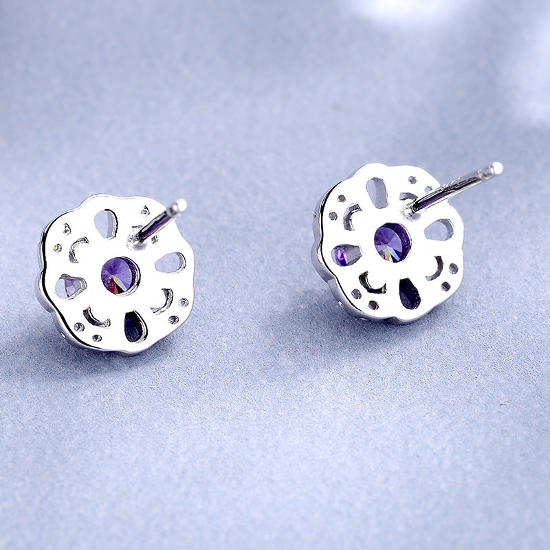 Women's stud earrings with delicate flower design and sparkling crystals Style and Serve