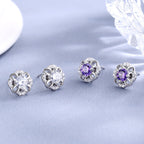 Women's stud earrings with delicate flower design and sparkling crystals Style and Serve