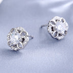 Women's stud earrings with delicate flower design and sparkling crystals Style and Serve