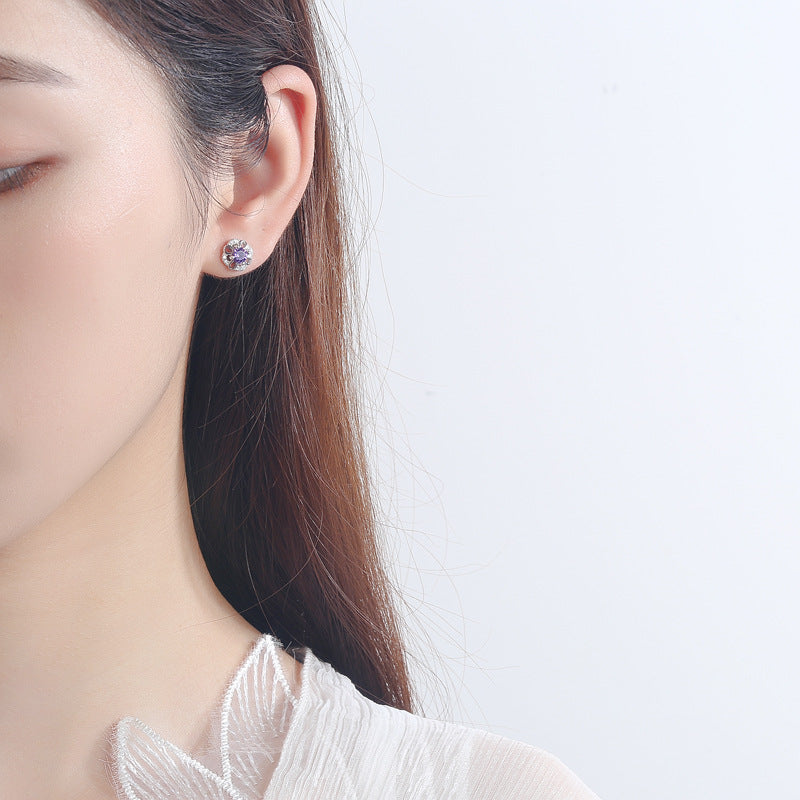 Women's stud earrings with delicate flower design and sparkling crystals Style and Serve