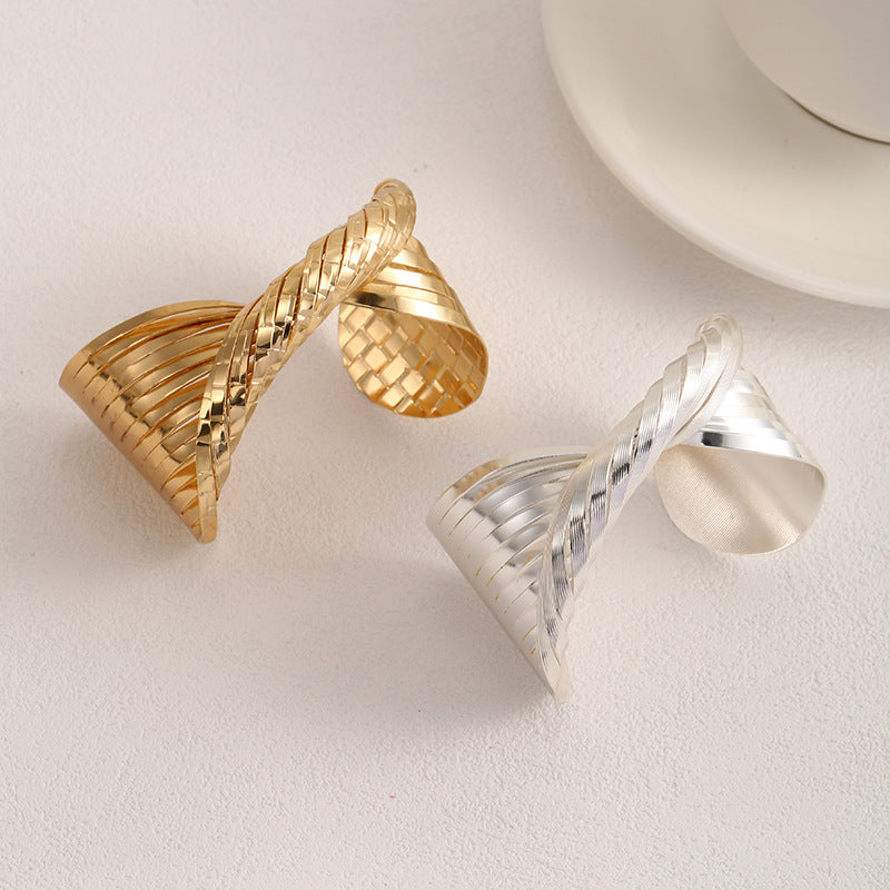 Ladies Open Bangle with Artistic Fold Design Style and Serve