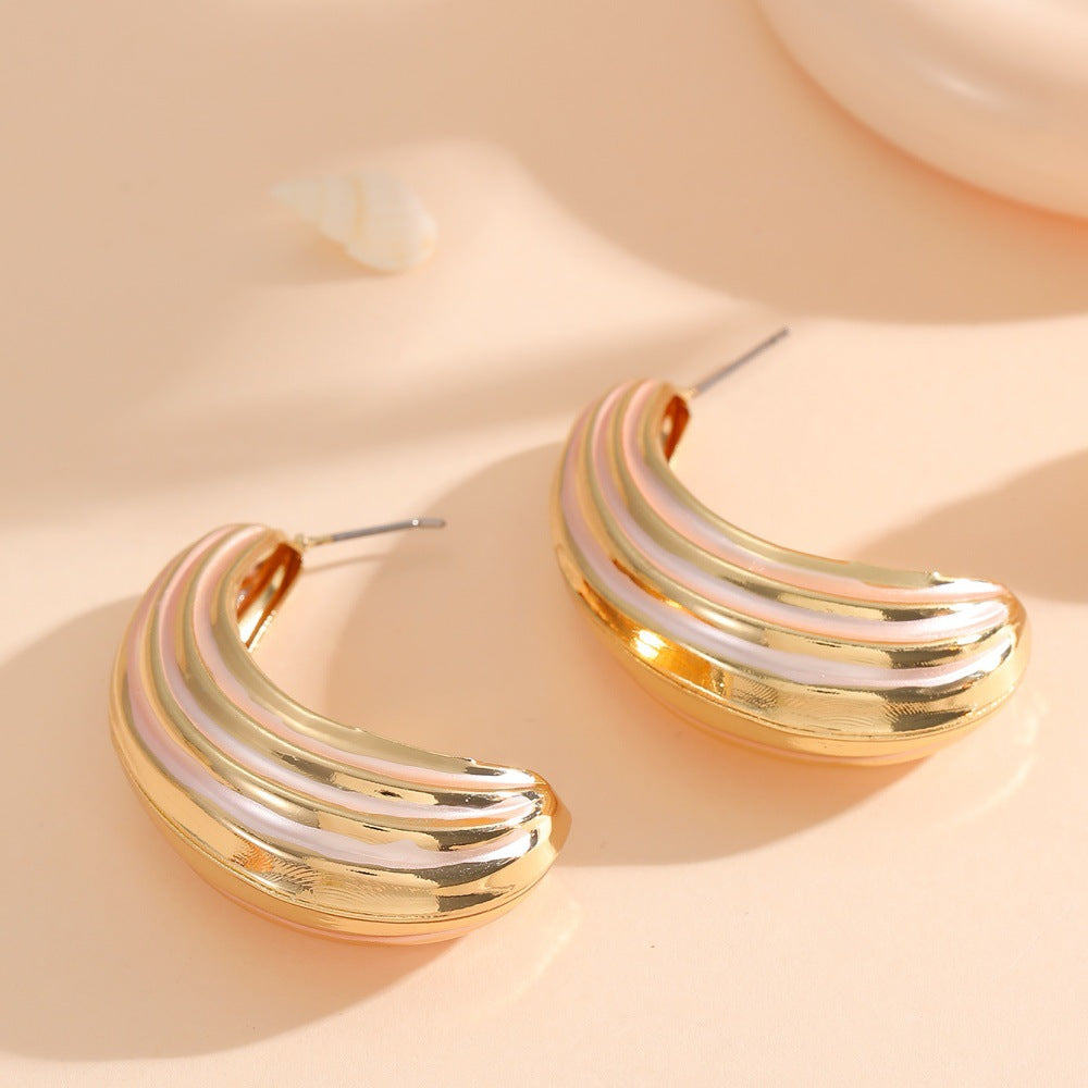 Women Hanging Earrings with Luxurious Gold and Pink Finish Style and Serve