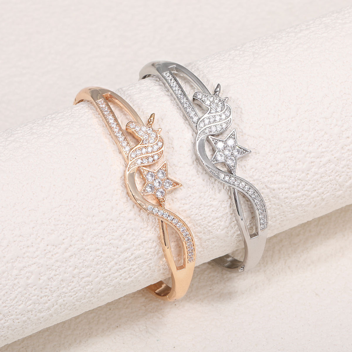 Women's bangle with elegant infinity pattern and sparkling zirconia Style and Serve