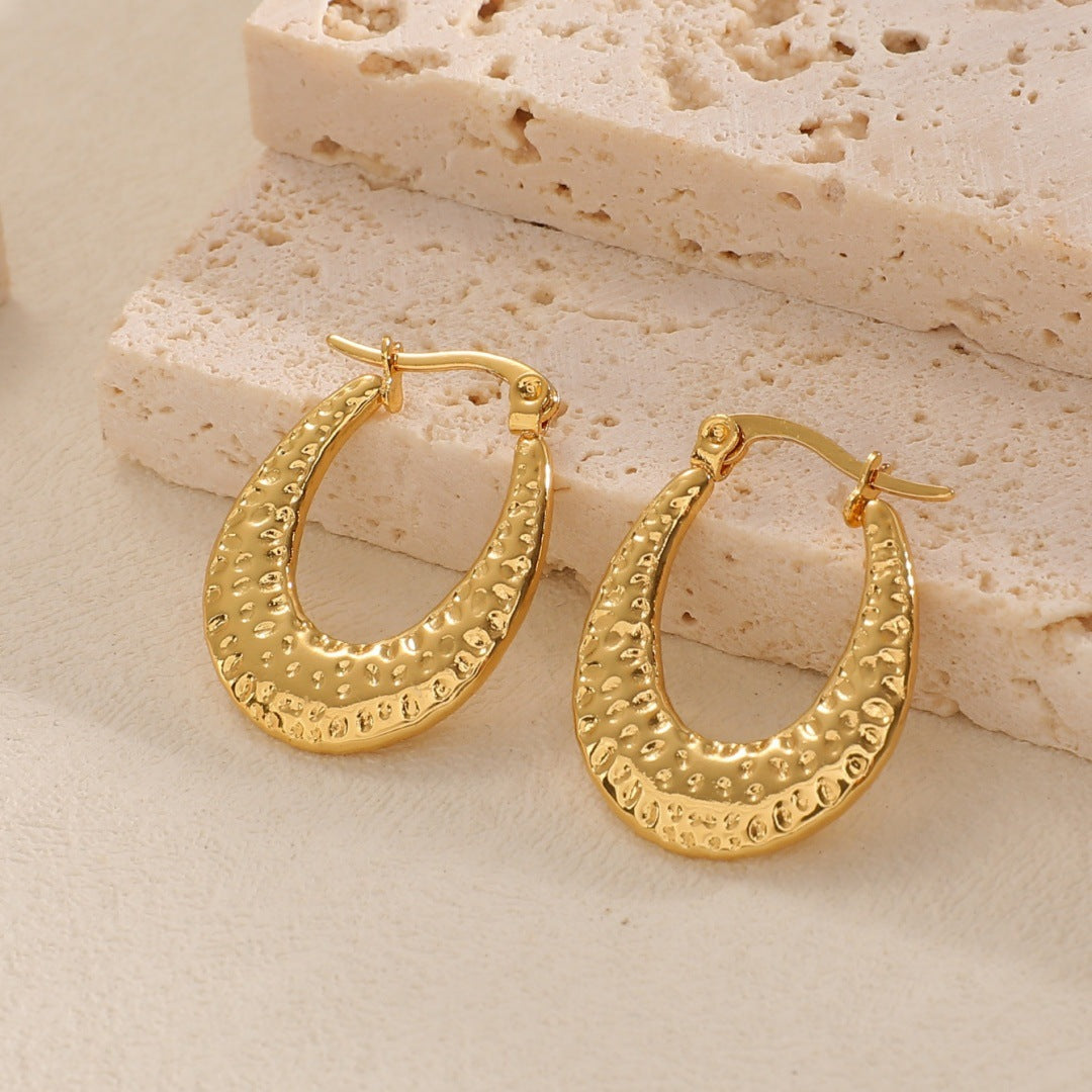 Women's Hanging Earrings with Integrated, Textured Design Style and Serve
