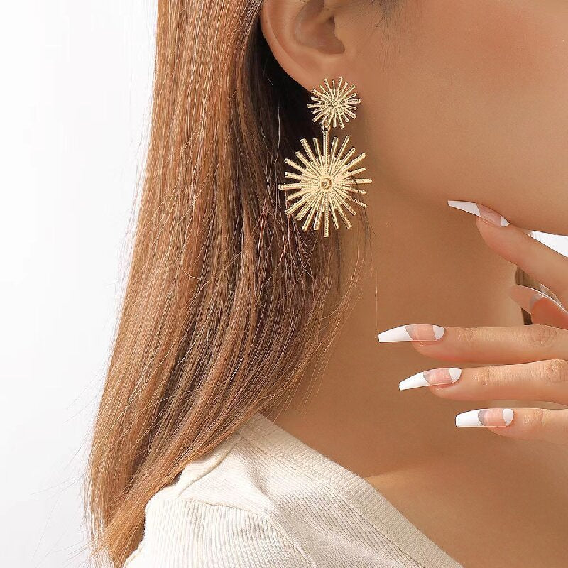 Women's Hanging Earrings in Modern Radiant Design Style and Serve