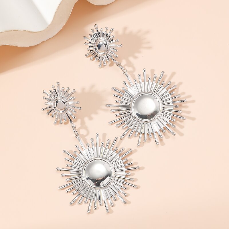 Women's Hanging Earrings in Modern Radiant Design Style and Serve
