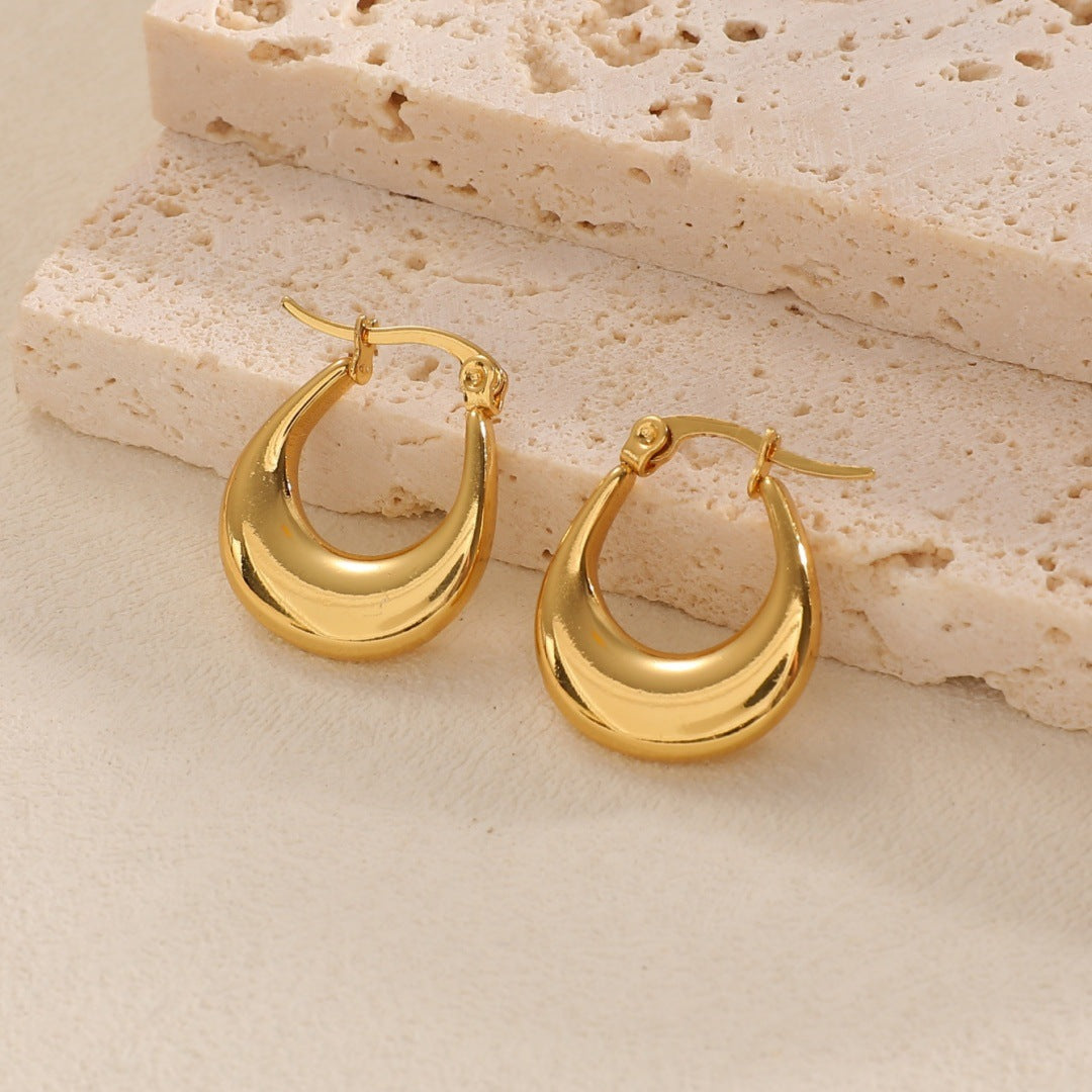 Women's Hanging Earrings with Integrated, Textured Design Style and Serve