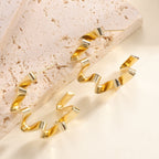Women's Drop Earrings with Wavy Design Style and Serve