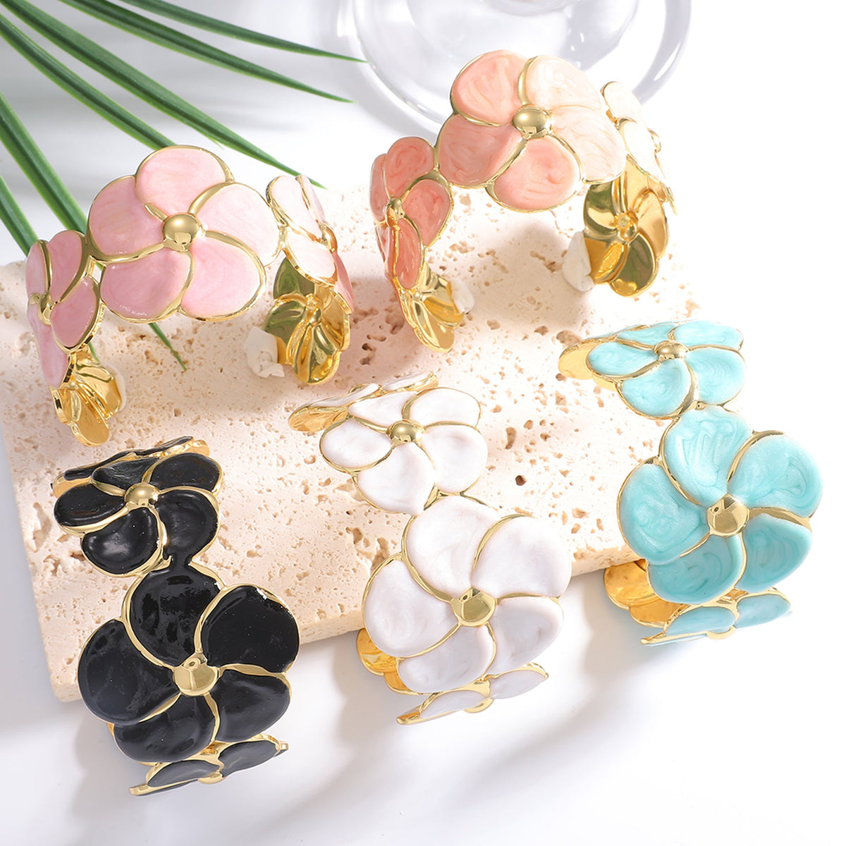 Ladies cuff bracelet with elaborate flower pattern Style and Serve