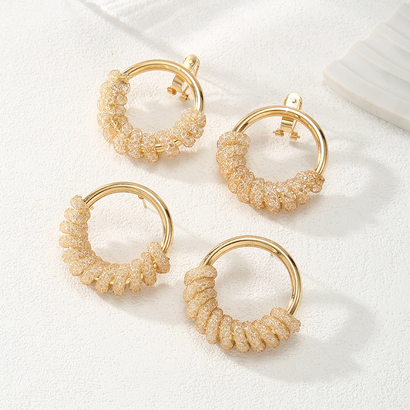 Women's Hanging Earrings with Artistic Spiral Structure Style and Serve