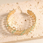 Women Open Bangle with Artistic Relief Design Style and Serve