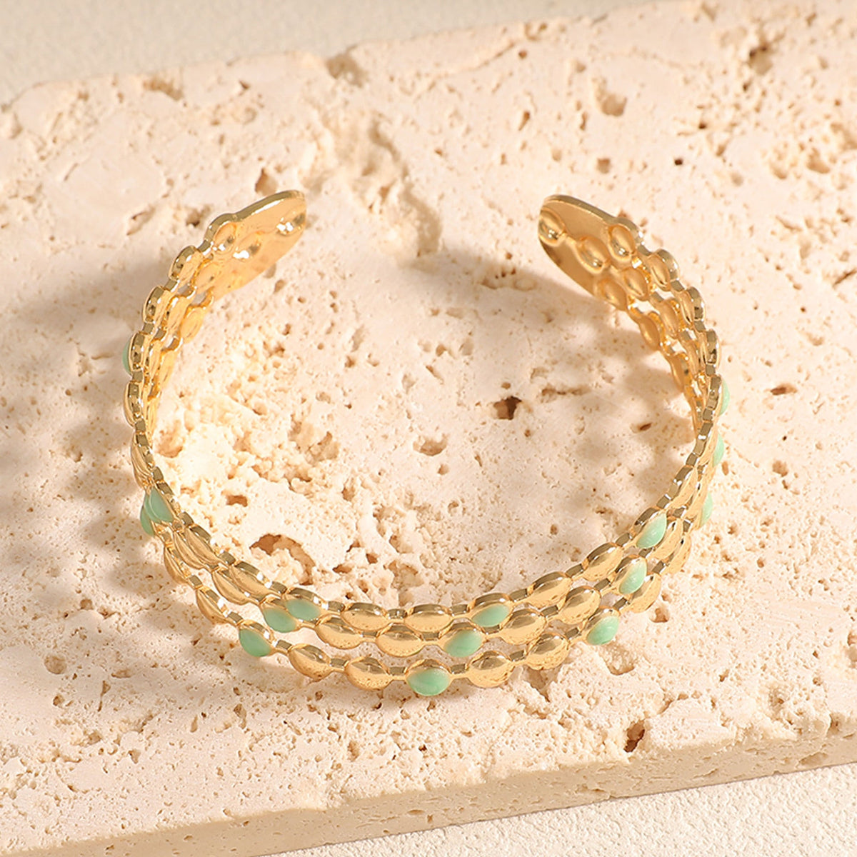 Women Open Bangle with Artistic Relief Design Style and Serve