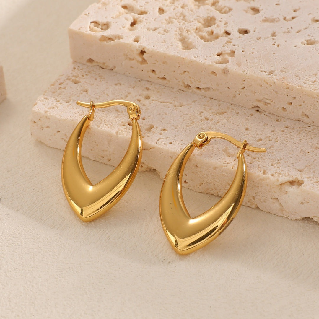 Women's Hanging Earrings with Integrated, Textured Design Style and Serve