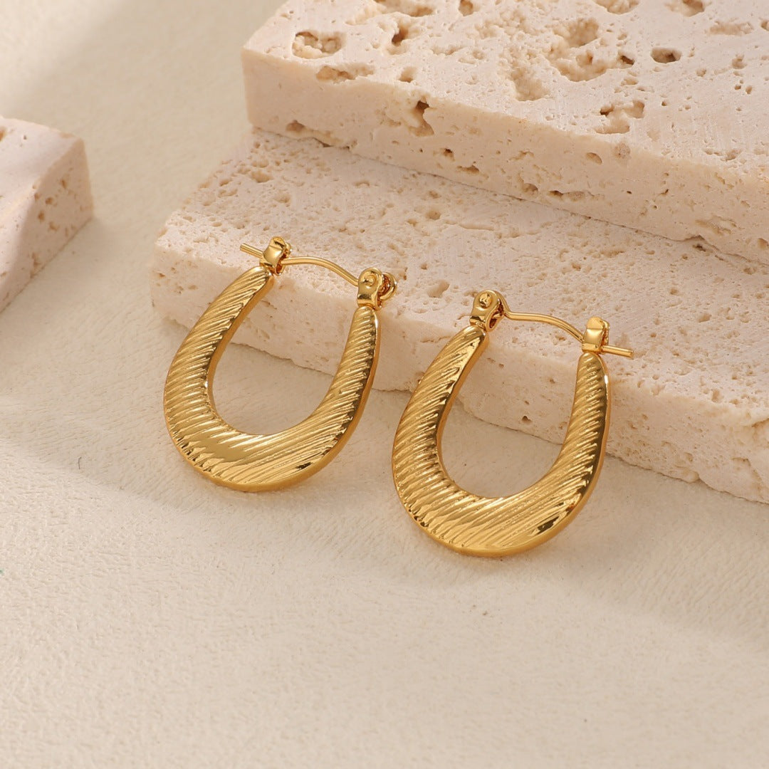 Women's Hanging Earrings with Integrated, Textured Design Style and Serve