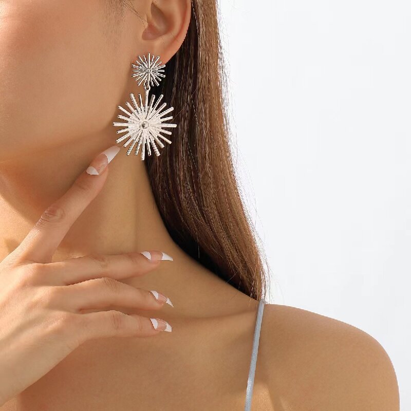 Women's Hanging Earrings in Modern Radiant Design Style and Serve