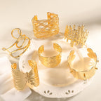 Women Open Bangle with Artistic Relief Design Style and Serve