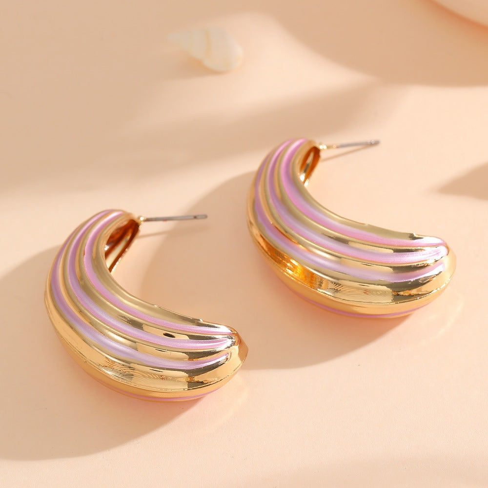 Women Hanging Earrings with Luxurious Gold and Pink Finish Style and Serve