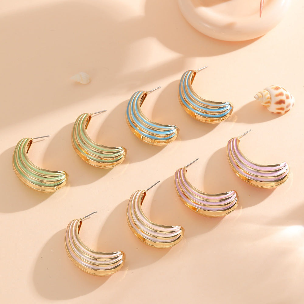 Women Hanging Earrings with Luxurious Gold and Pink Finish Style and Serve