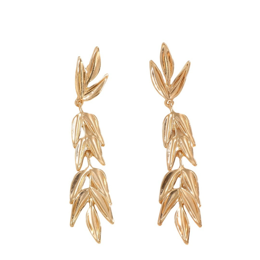 Women's Hanging Earrings with Elegant Leaf Design Style and Serve
