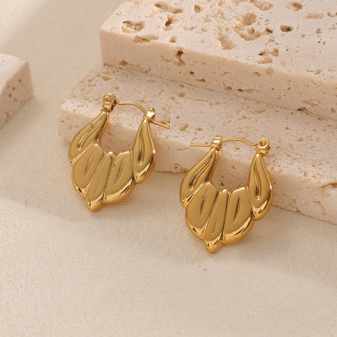Women's Hanging Earrings with Integrated, Textured Design Style and Serve