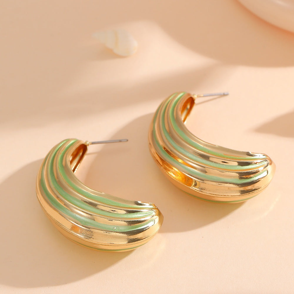 Women Hanging Earrings with Luxurious Gold and Pink Finish Style and Serve