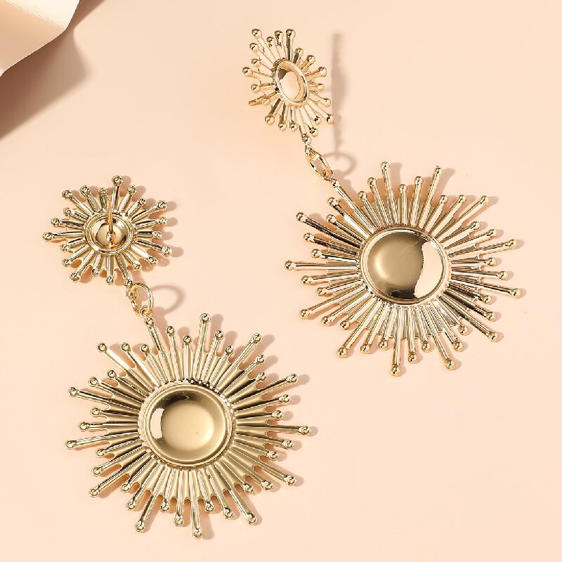 Women's Hanging Earrings in Modern Radiant Design Style and Serve