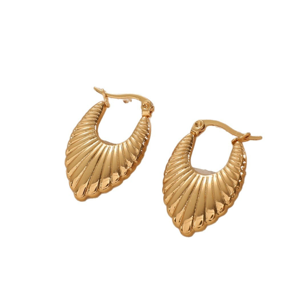 Women's Hanging Earrings with Integrated, Textured Design Style and Serve