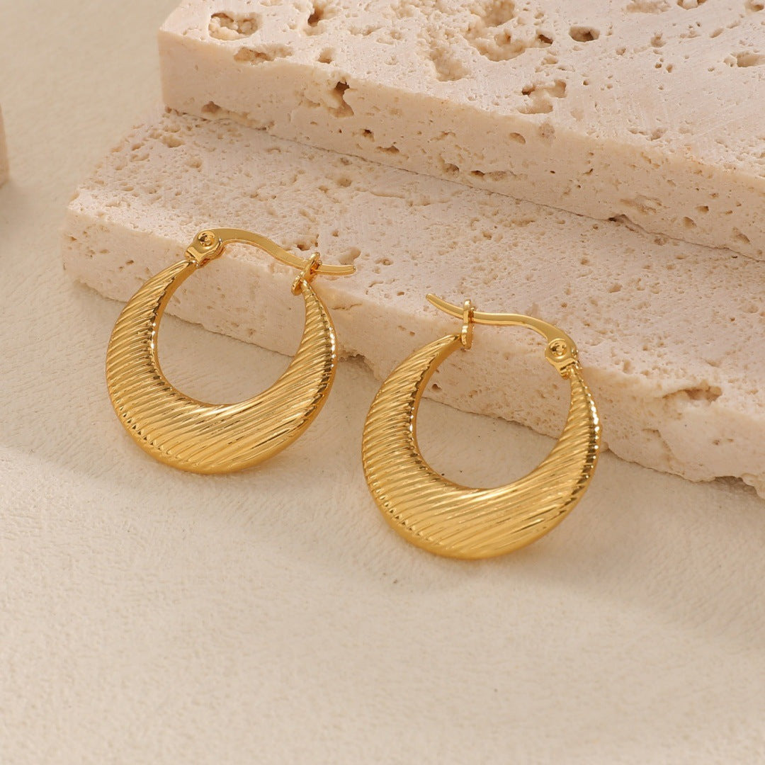 Women's Hanging Earrings with Integrated, Textured Design Style and Serve