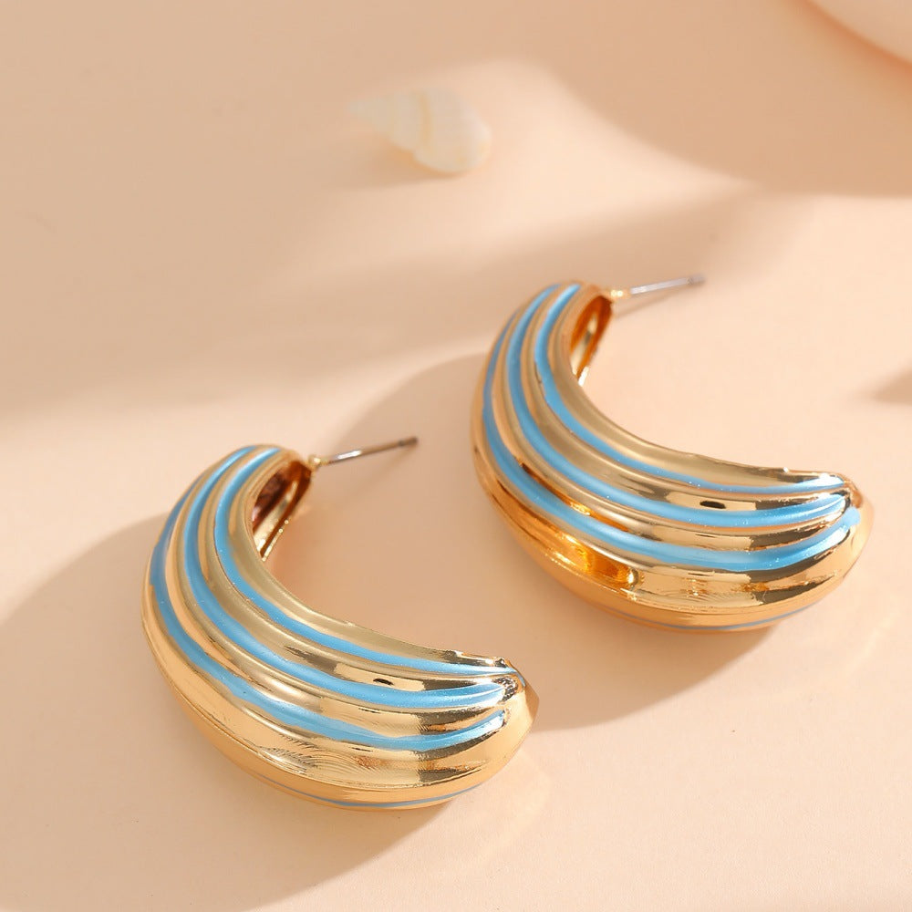 Women Hanging Earrings with Luxurious Gold and Pink Finish Style and Serve