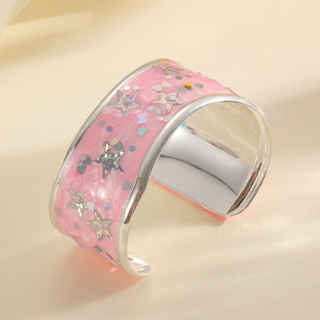Women Open Bangle with Sparkling Star Motif Style and Serve